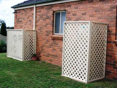 Lattice fencing used to protect outdoor appliances - Privacy screens & electric gate installations Newcastle, NSW